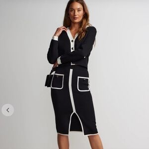 New york and Company black and white sweater skirt set